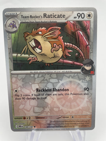 Team Rocket's Raticate 148/182 Reverse Holo RH