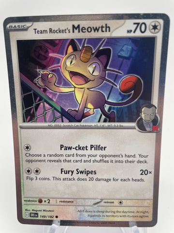 Team Rocket's Meowth DRIen 149/182 Cosmos Holo