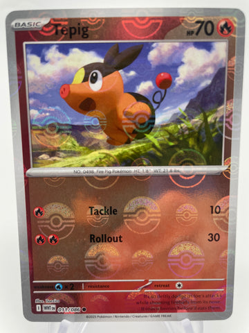 Tepig WHTen 011/086 Reverse Holo RH Pokeball